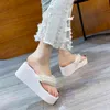 Tofflor Platform Flats Woman Flip Flops Pearl Mesh Slingback Sandaler Summer Shoes Clip-Toe Fashion Slides Mujer 220530