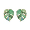Dangle & Chandelier Fashion Flower Leafs Earrings Female Enamel Green Plant Statement Drop For Women Party Jewelry GiftsDangle