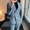 Men's Suits & Blazers Top Quality Double Breasted 2 Piece Suit Men Business Formal Casual Party Prom Wedding Fashion Blazer Jacket Pants