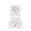 Camisoles en dentelle blanche Lolita pour femmes + Shorts citrouille Ensembles de pyjama deux pièces. Ensemble de pyjamas vintage pour dames et filles.