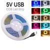 Flexibles COB-Streifen-LED-Band, 5 V, USB-betrieben, 320 LED-Streifen, Lampe, dekoratives Licht, 3000 K, 4000 K, 6000 K, R/G/B/Y/P