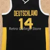 SJZL98 # 14 Dirk Nowitzki Team Deutschland Niemcy Retro Klasyczna Koszykówka Jersey Męskie Zszyte Numer niestandardowy i Nazwa Koszulki