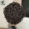 Kręc krótkie peruki Bob Lace Pixie Cut Peruvian Human Hair Pargy for Black Women gęstość 150% Water Wave Remy Virgin 220713