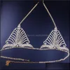 Autres bijoux de corps Sexy Paacock Forme Strass Chaîne Soutien-gorge et String Ensemble pour femmes Luxe Cristal Taille Ronde Culotte Sous-Vêtements Drop Livrer