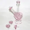 Rökning Hookah Glasskålar Tjock Rosa Hjärtform Man Glas Bongs Bowl Piece Silikon Vattenrör Olje Rig Dab Straw Burner