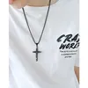 Mens Black Hip-hop Filippine Croce Pendente Forza Bibbia Versetto Collana in acciaio inossidabile Catena Rolo 3MM 24 ''