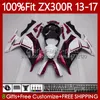 Kit de corps d'injection pour KAWASAKI NINJA ZX300R EX ZX 3R 3 R 300R EX-300 2013 2014 2015 16 17 125No.199 EX300R ZX-3R ZX-300R ZX3R ZX300 13 14 15 2016 2017 Carénage Rouge foncé