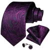 Bow Ties Luxury Purple Silk For Men Fashion Wedding Neck Tie Gifts Accessories Cufflinks Handkerchief Ring Set