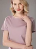 Suyadream Women Solid T Shirts Silk Cotton Blend Plain O Neck Short Sleeved Tee Summer Candy Colors Basic Mysig topp 220407