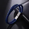 Bracelets de charme Bracelete de couro cruzado para homens 3 cores preto marrom marrom azul aço inoxidável Presente de fecho magnético preferido em