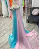 Couleur contrastante fille robe de reconstitution historique combinaison barboteuse 2023 cape en mousseline de soie petits enfants anniversaire hors épaule formelle robe de soirée infantile enfant en bas âge adolescents préadolescent multicolore