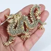 Pinos broches vintage exclusiva de cristal extra grande chinês dragão broche pino de pingente de corpete de corpete de fossa