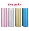 20oz Straight Tumblers Sublimation Texture Powder Glitter Tumbler with Plastic Straw & Lid Double Wall Vacuum Insulated Coffee Portable Beer Milk Water Cups FY5313