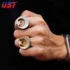 Cluster Rings New Arrival Stars and Moon Rings for Men Women Bling Iced Out Copper Zircon Ring Gold Silver Color Hip Hop Jewelry Gifts 220707