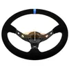 Universal 14 inch 350mm Suede/PVC Car Accessories Racing Steering wheels Deep Corn Drifting Sport Auto Turn Steering Wheel With Logo Cars modification parts On sale