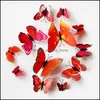 Koelkastmageten Home Decor Garden Diy 3D Butterfly Wall Sticker Room Decoraties Stickers Poster Waterdichte druppel levering 2021 D9AE8