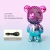 USB Mini Fan Party Favor Rechargeable Bundles Handheld Electroplating Bear Outdoor Creative Desktop Mute Charging Portable threes6177762