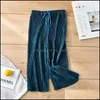 Trousers Style Pleated Wide-Leg Girls Summer Comfortable Chiffon Children Ice Silk Nine Cent Refreshing Clean Mu Mxhome Dhuqt