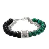 Multilayer 8MM Natural Stone Bead Strands Bracelet Metal Chain Bracelets for Men Gift