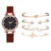 Armbanduhr Uhren Set Lederband Casual Kleid Quarzuhr Ladies Armband Uhr Women's Armband Wriswatchwatchwatches