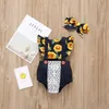 Neonate Pagliaccetto girasole con fascia Fiore neonato Tute volanti manica 2019 estate Boutique Bambini pizzo Arrampicata