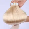 En givare 100% rå mänsklig tejp hår super dubbel ritad 60 blond nagelband inriktat hår raka band i hårstrån förlängning