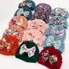 Caps Hats crianças meninas meninos Bowknot Knit Knit European e American Children Tonete Pullover Hat 1-4yCaps