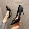 Chaussures habillées 7cm Mode Bout Pointu Pompes Talons Hauts Dames Pour Femmes Noir 39DressDress
