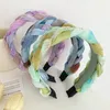 Fashion Women Headband Wide Side Handmade Braided Hairband Patchwork Vintage Turban Girls Autumn Hair Accessories