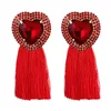 Dangle & Chandelier 2022 Trendy Colorful Big Heart Crystal Statement Earring Ethnic Gothic Handmade Long Tassel Earrings For Women JewelryDa