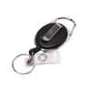 Zwarte draad touw Keychain Badge Reel intrekbare terugslag Anti Lost YoYo Ski Pass ID Kaarthouder Key Ring Keyring Steel Cord