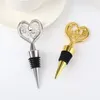 50 stks Romantische bruiloft zijn fel goud/Silver Love Wine Stoppers in Gift Box Bar Party Present Elegant Bottle Stopper