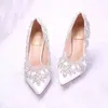 بلورات مذهلة Diamonds Wedding Shoes Point Toe High Cheels White Bridal Pumps Ladies Party Prom Shoes Al2311