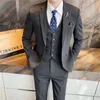 Men's Suits & Blazers Mens Business 2022 Suit Men's Three-piece Trend Korean Version Slim Casual Groom Wedding Solid ColorMen's