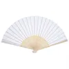 12 Pack Hand Hand Fani Party Favor White Paper Fan Bamboo Faning Fani Handheld złożone na prezent ślubny w kościele252786932946070267