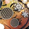 Mats Pads Chakra Flower Of Life Simbolo naturale 18 tipi di legno Round Edge Cerchi intagliati per pietra Set di cristalli Decorazioni fai da te Mats MatsMats