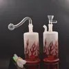 1 juegos Mini quemador de aceite de vidrio Bong Hookah Frosting pipas de agua para fumar con Raging Fire Recycler Dab Rig con tubo y manguera de quemador de aceite de vidrio