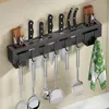 Kitchen Storage & Organization Organizer Stainless Steel Knife Rack Wall-Mounted Shelf Chopstick Holder Spice