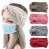 Bandeau tricoté avec nœud au Crochet de couleur unie avec bouton torsadé noué chauffe-oreille femmes porte-masque Turban bandeau accessoires pour cheveux AA220323