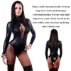 Tvådelade byxor för kvinnor S-5XL Plus Size Kvinnor Läder Body Långärmad Snörning Club Jumpsuit PU Romper Teddy Latex Catsuit Catwomen