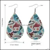 Brincos de charme jóias Novo Natal PU couro de couro neve árvore Dangle Brinco para mulheres Bohemian Vintage Teardrop Moda