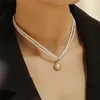 Pendant Necklaces KOTiK Double Layers Pearl Chain Luxury Choker Necklace For Women Fashion Female Party Gift Jewelry
