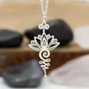 Pendant Necklaces Gold Sliver Color Lotus For Women Vintage Flower Necklace One Piece Women's Neck Chain Choker Jewelry GiftPendant Godl