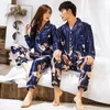 Caiyier hiver couple pyjamas ensemble soie aime imprimer à manches longues vêtements de nuit hommes femmes décontracté grande taille amoureux vêtements de nuit m-5xl 220329