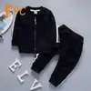 Set di abbigliamento Autunno sportivo Set da 2 pezzi Bambino Bambini Solido Cappotto con cerniera Pantaloni Ragazzo Ragazza Vestiti Guaina Manica intera Bambini 12M5T Gi3236522