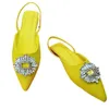 Fashion-2022 large sandals two wear sunflower diamond button Baotou flat sandals