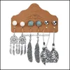 Baumeln Kronleuchter Ohrringe Schmuck Boho Ethnische Silber Farbe Set Für Frauen Vintage Holz Quaste Ohrring Neue Mode Drop Lieferung 2021 GB76G