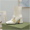 Stivali da nappa Donna Cowhide Zipper Cinta Filla Designer Avvio caviglia al 100% Lady High Heels Fashion Autumn Inverno Spese Spese Shoe Shoe