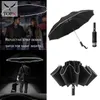 Winddichter umgekehrter zusammenklappbarer automatischer Regenschirm für Männer und Frauen, 3-fach faltbar, 10 Rippen, reflektierender Streifen, tragbarer Sonnenschirm 220426