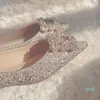 Dress Shoes Women Low Heel Wedding Bling Rhinestone Flats Ladies Sequins Show Wo Bridesmaid Maternity Banquet Single Shoes